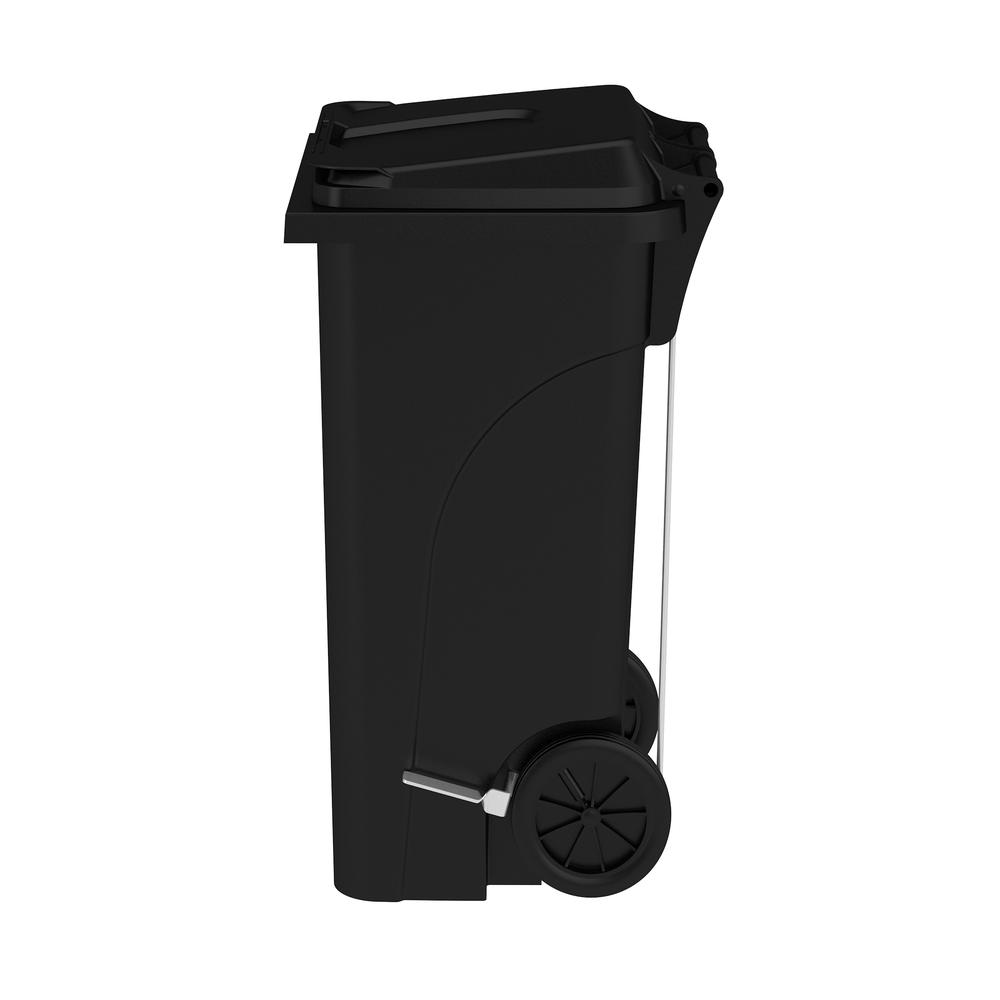 Plastic Step-On Receptacle, 32 Gallon - Black. Picture 3