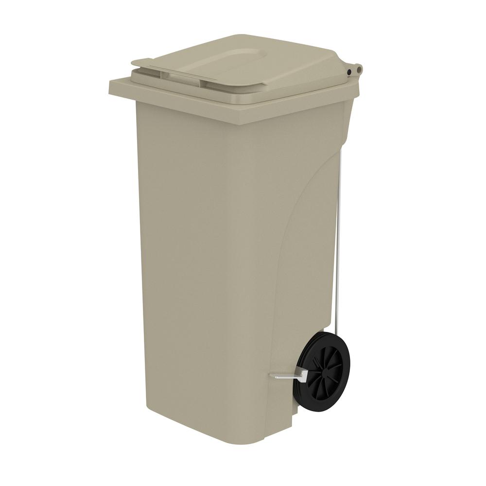 Plastic Step-On Receptacle, 32 Gallon - Tan. Picture 2