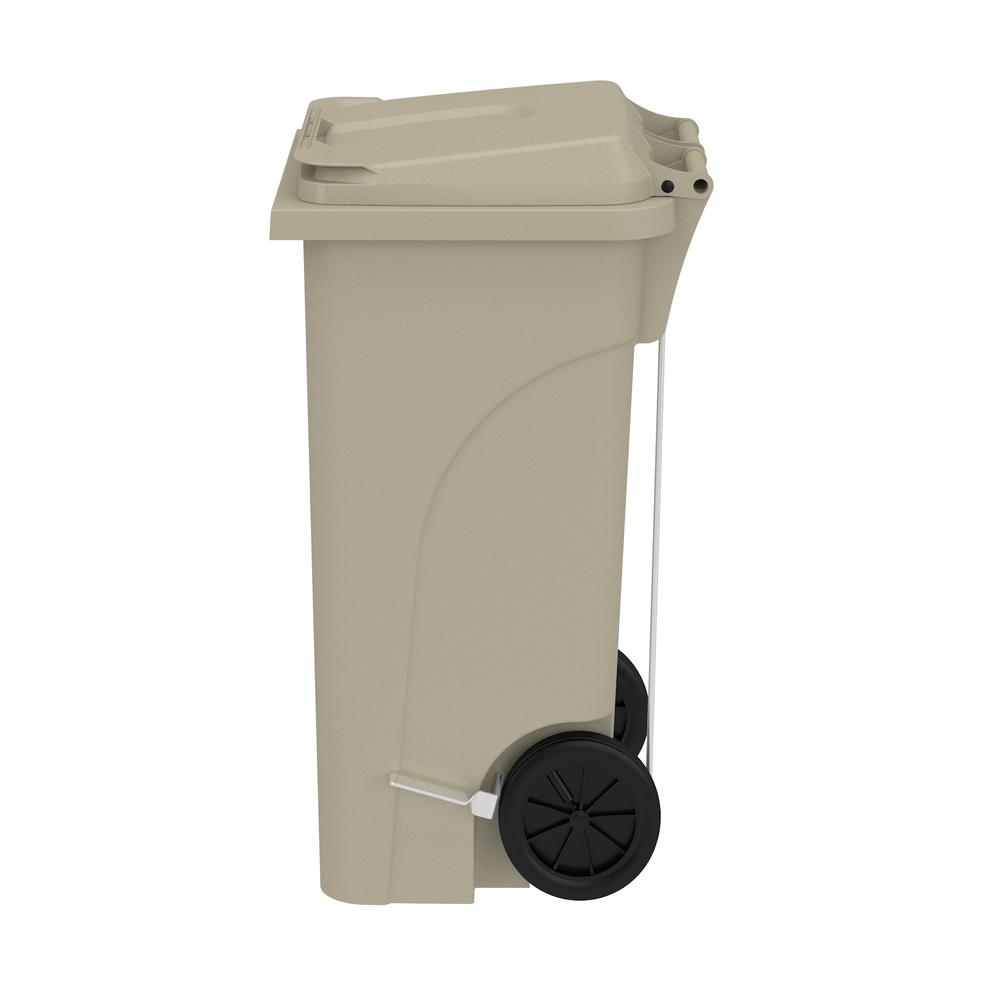 Plastic Step-On Receptacle, 32 Gallon - Tan. Picture 3