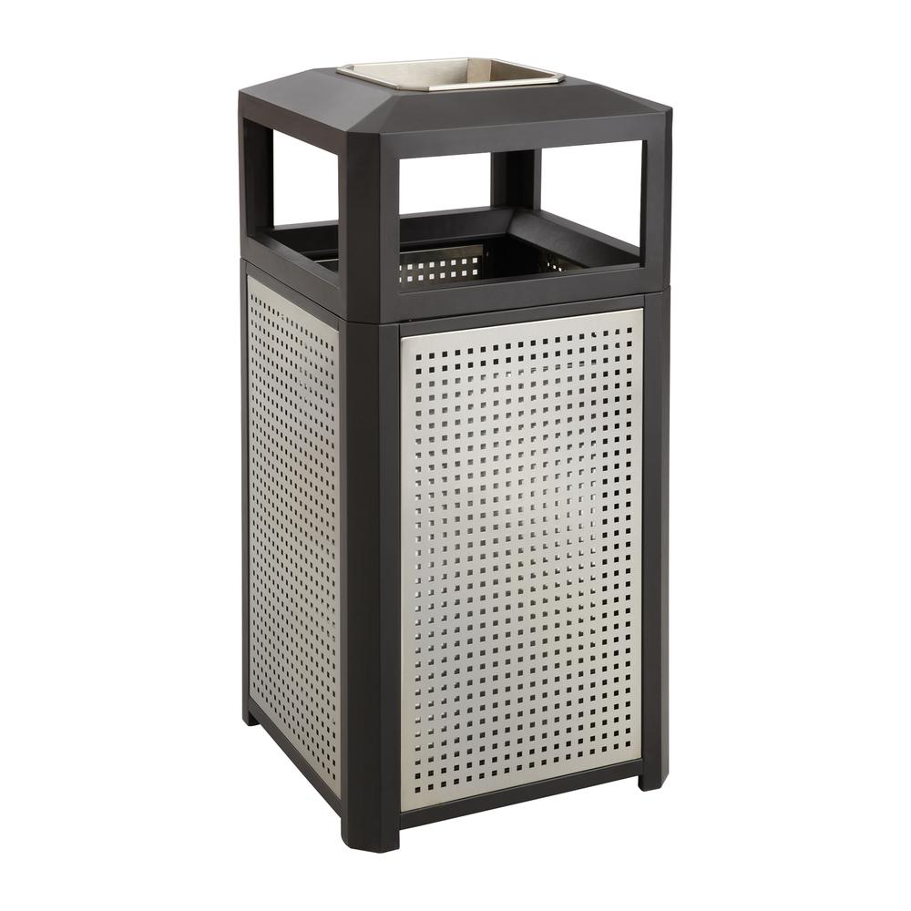 Ashtray-Top Evos Series Steel Waste Container, 15gal, Black. Picture 2