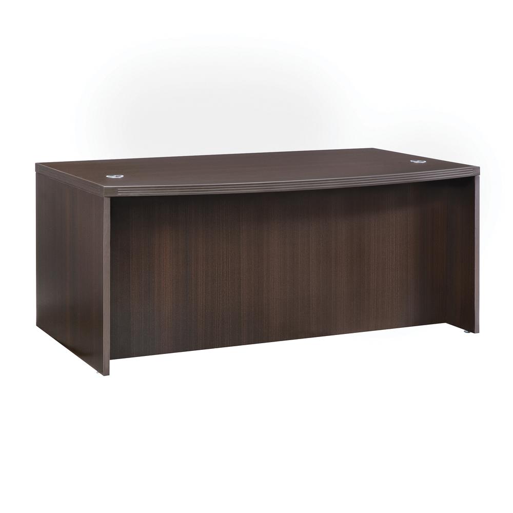 Aberdeen Series Laminate Bow Front Desk Shell, 72w x 42d x 29-1/2h, Mocha. Picture 2