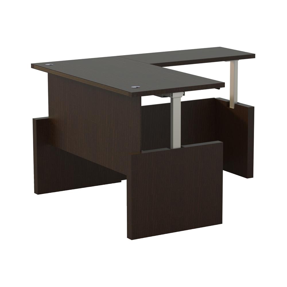 Aberdeen® Height-Adjustable Desk, Straight Front with Return, 72" W - Mocha. Picture 1