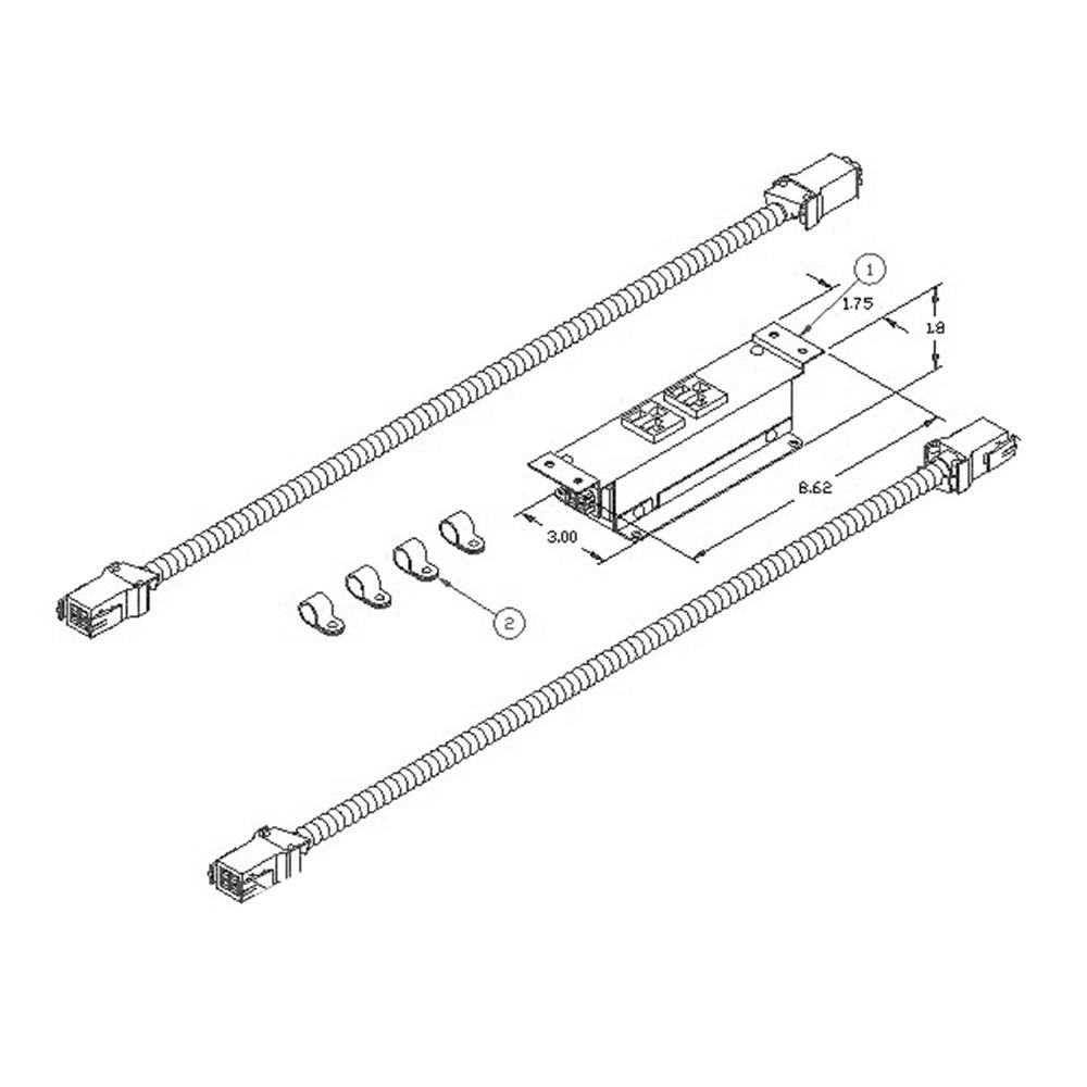 Undersurface Kits (60" Table Kit Block consisting of 2 power receptacles, 2 interconnecting table cables, 4 cable clamps). Picture 1