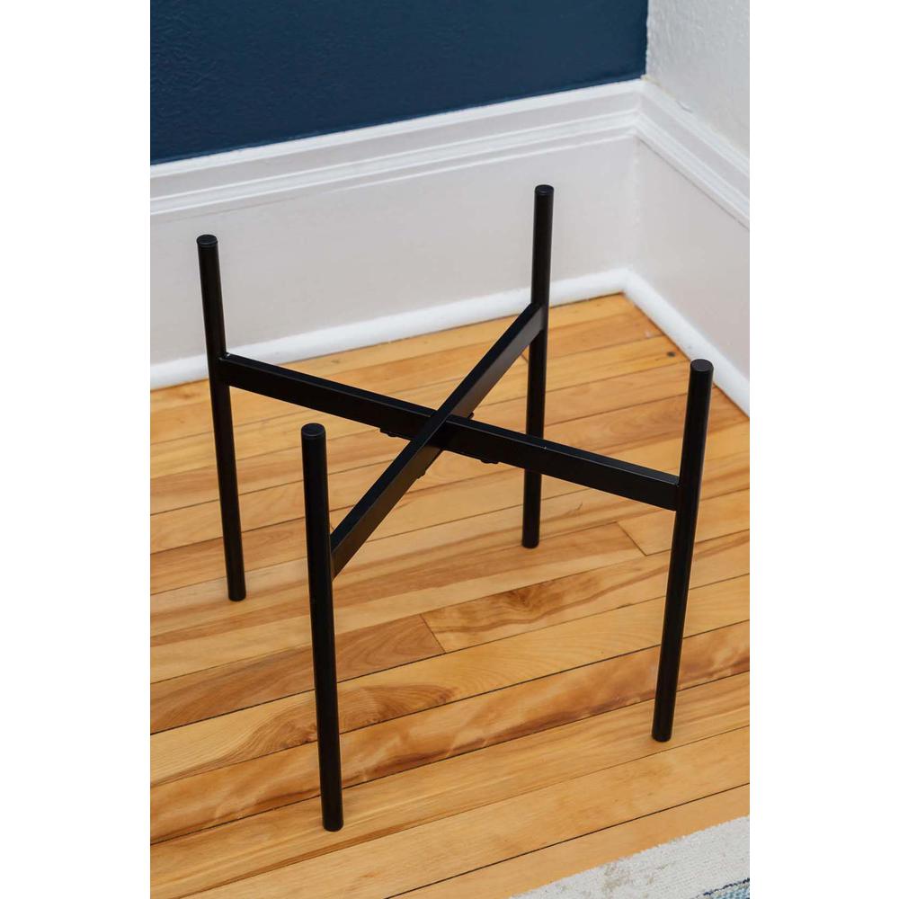Tray Top End Table With 2-Storage Bin & Black Steel Legs. Picture 8