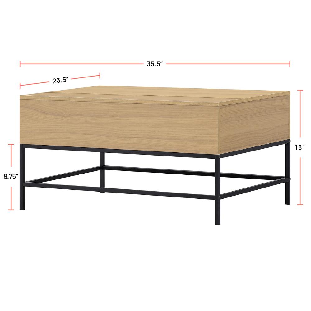 Lift Top Storage Coffee Table With Steel Base. Picture 4
