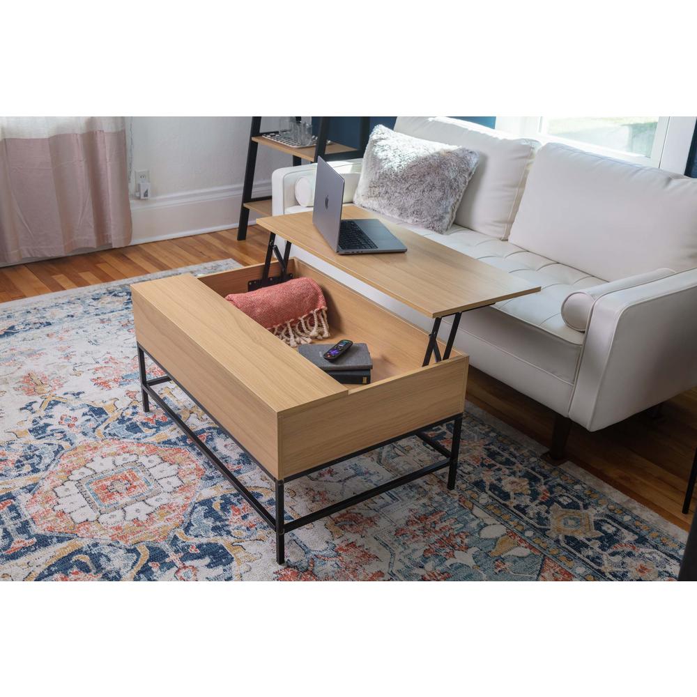 Lift Top Storage Coffee Table With Steel Base. Picture 9