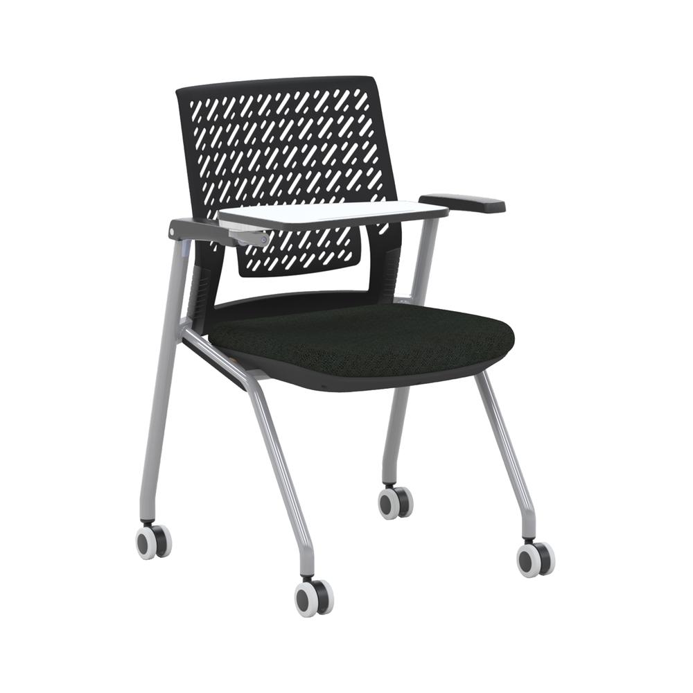 Mayline Thesis - Flex Back, Tablet - Black Fabric Seat - Poly Back - Gray Frame - Four-legged Base - 18.25" Seat Width x 17.50" Seat Depth - 24" Width x 25.3" Depth x 33.3" Height - 2 / Carton. Picture 1