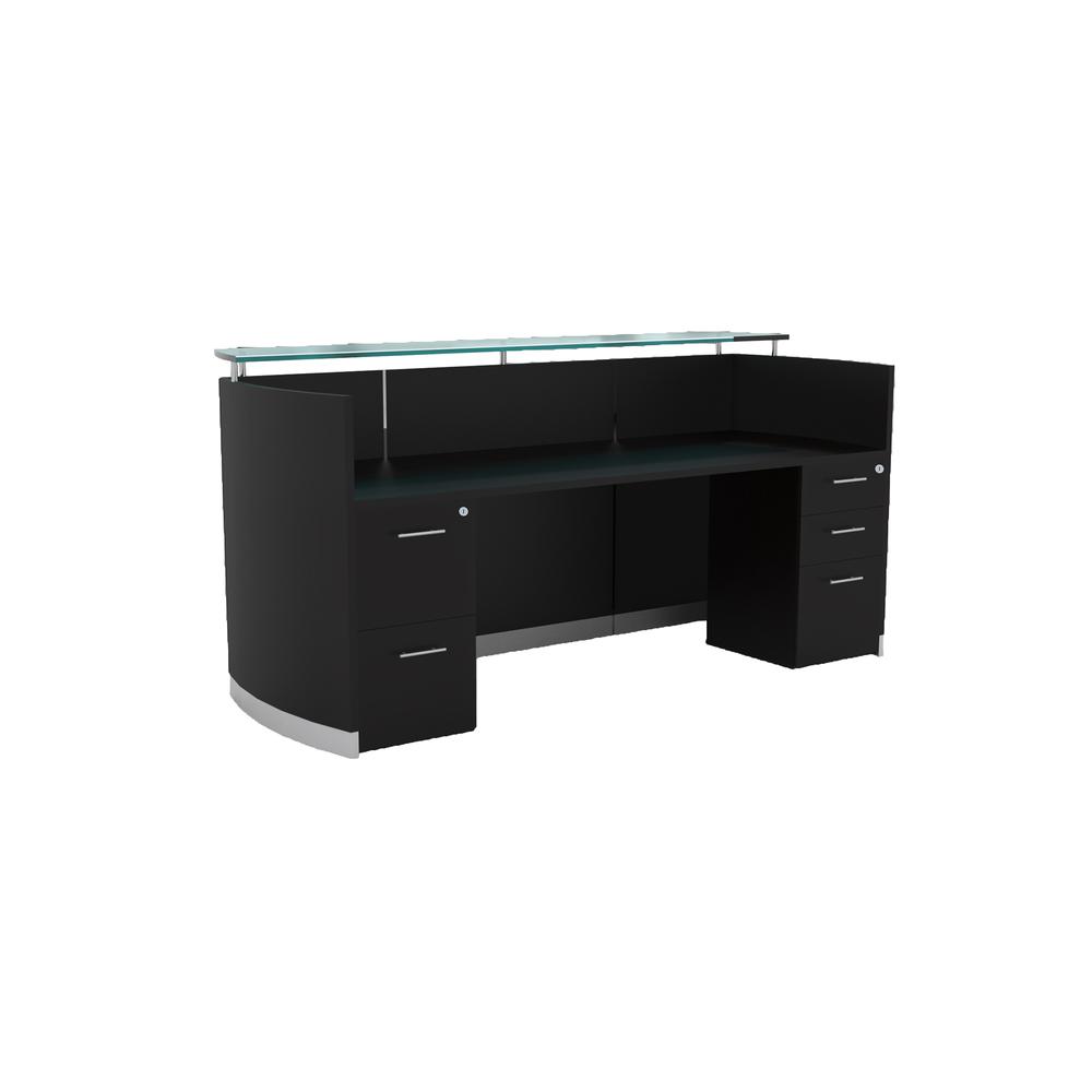 87-1/4" Reception Station with (1) Box/Box/File and (1) File/File Pedestal, Mocha. Picture 2