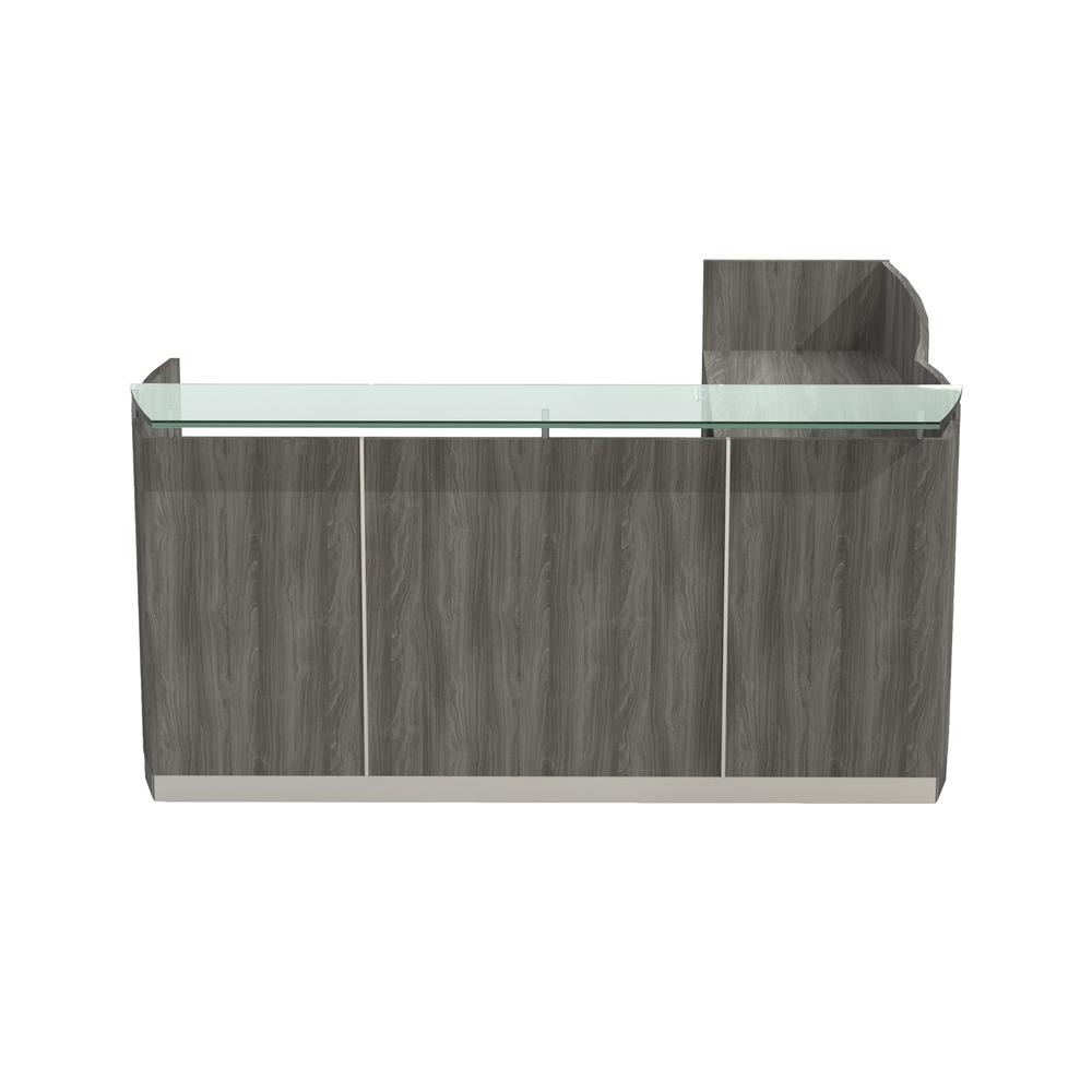 87-1/4" Reception Station with Return and (1) Box/Box/File and (1) File/File Pedestals, Gray Steel. Picture 3