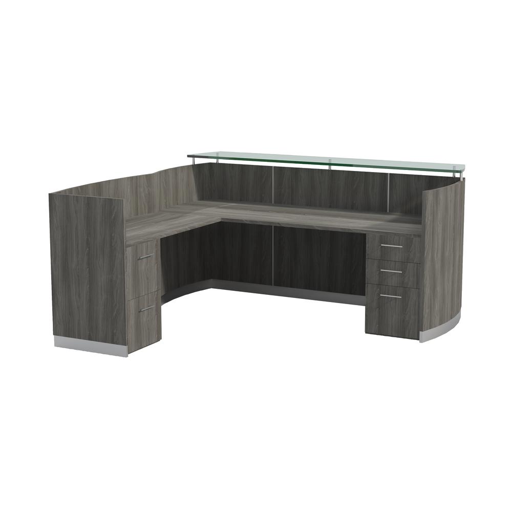 87-1/4" Reception Station with Return and (1) Box/Box/File and (1) File/File Pedestals, Gray Steel. Picture 2