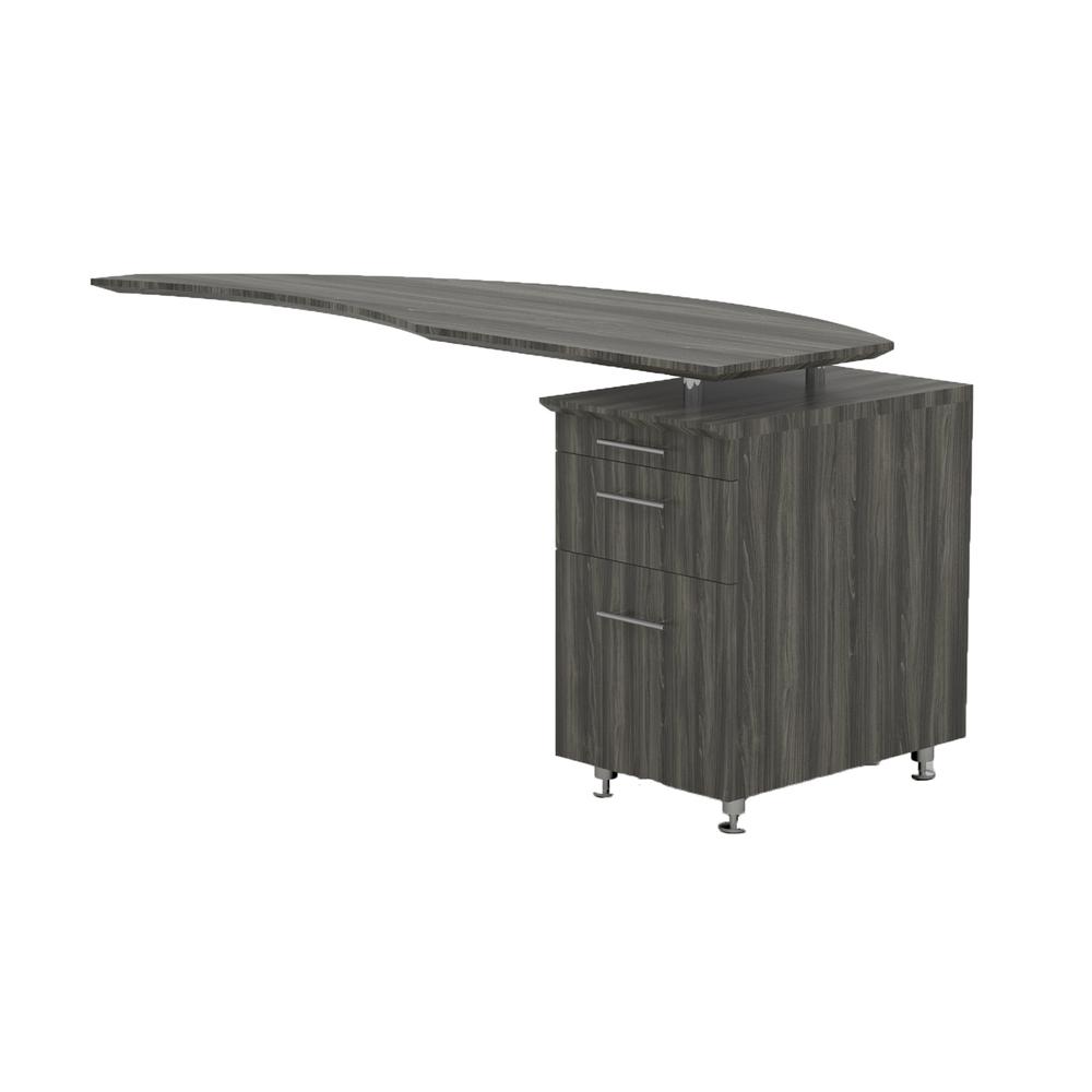 Curved Desk Return With Pencil-Box-File Pedestal (Right), Gray Steel. Picture 2