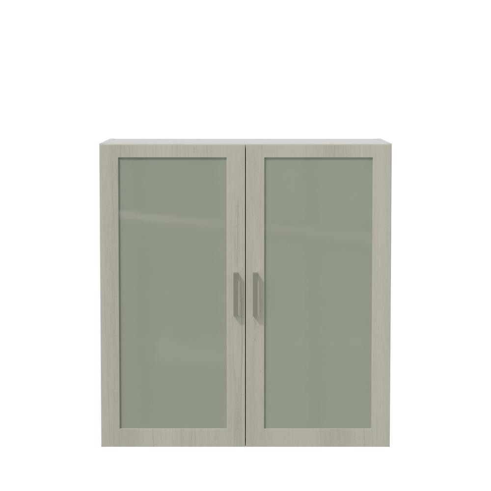 Mirella™ Glass Door Display Cabinet White Ash. Picture 1