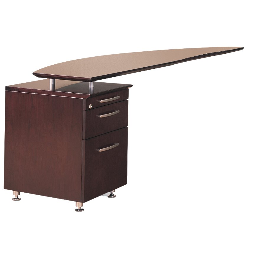 Curved Desk Return With Pencil Box File Pedestal Left Mahogany