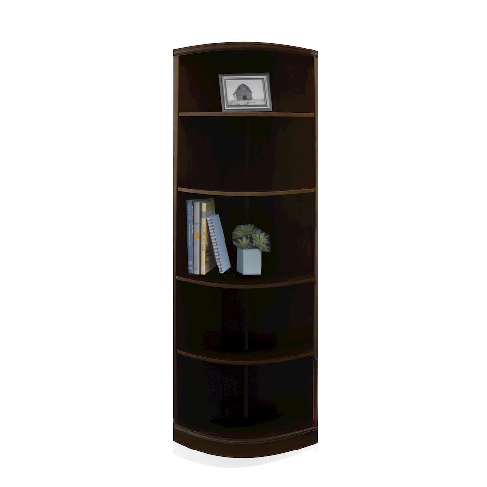 Storage Options 5 Shelf Quarter Round Bookcase Espresso