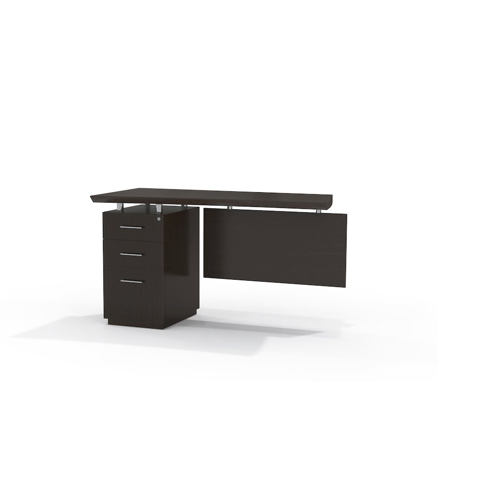 Single Pedestal Left Handed Desk Return with 1 Box/Box/File Pedestal, Textured Mocha. Picture 1