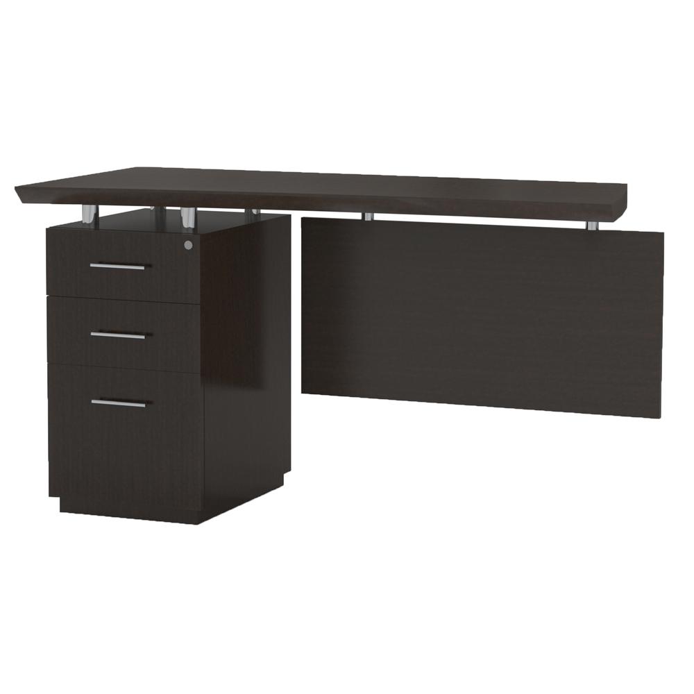 Single Pedestal Left Handed Desk Return with 1 Box/Box/File Pedestal, Textured Mocha. Picture 2
