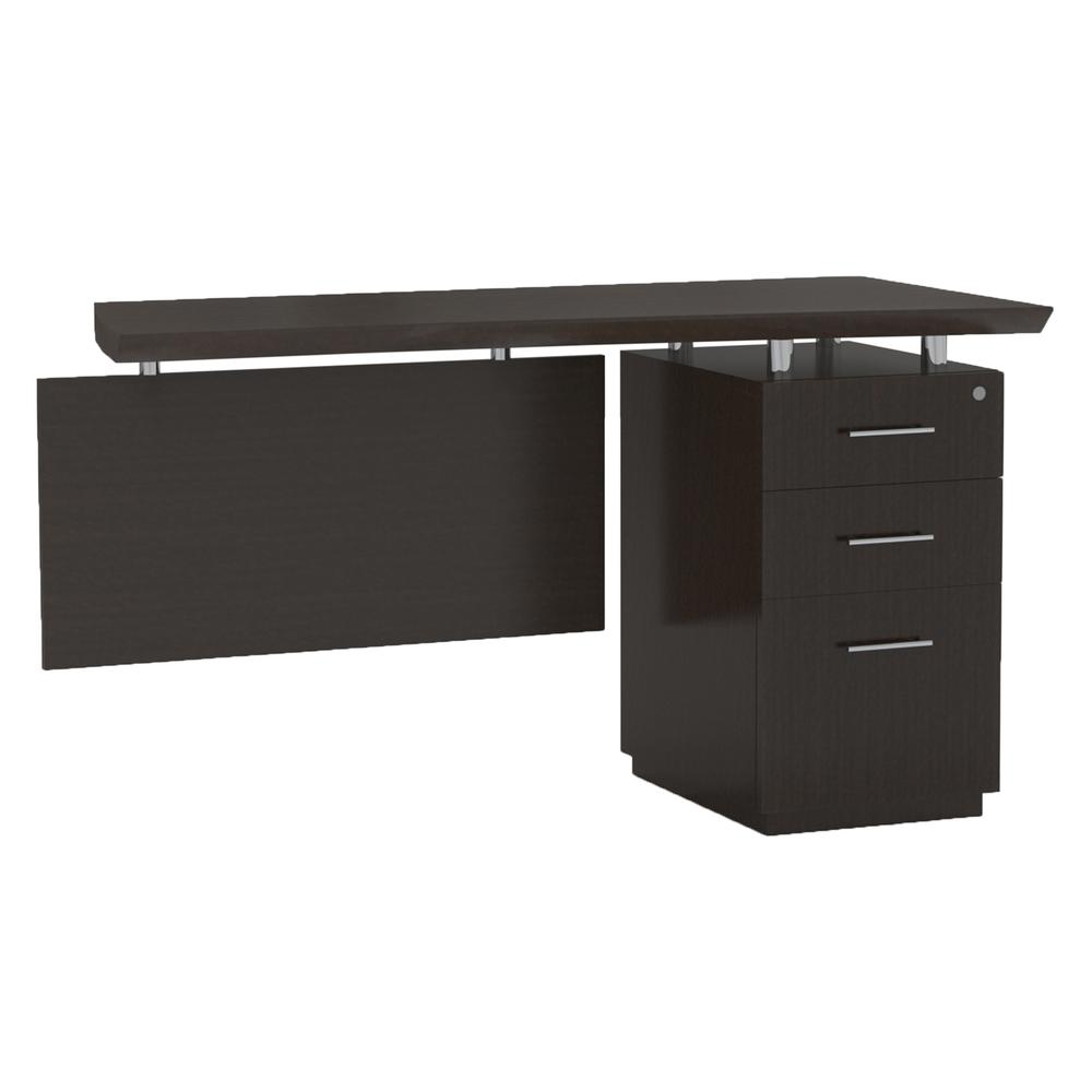 Single Pedestal Right Handed Desk Return with 1 Box/Box/File Pedestal, Textured Mocha. Picture 2