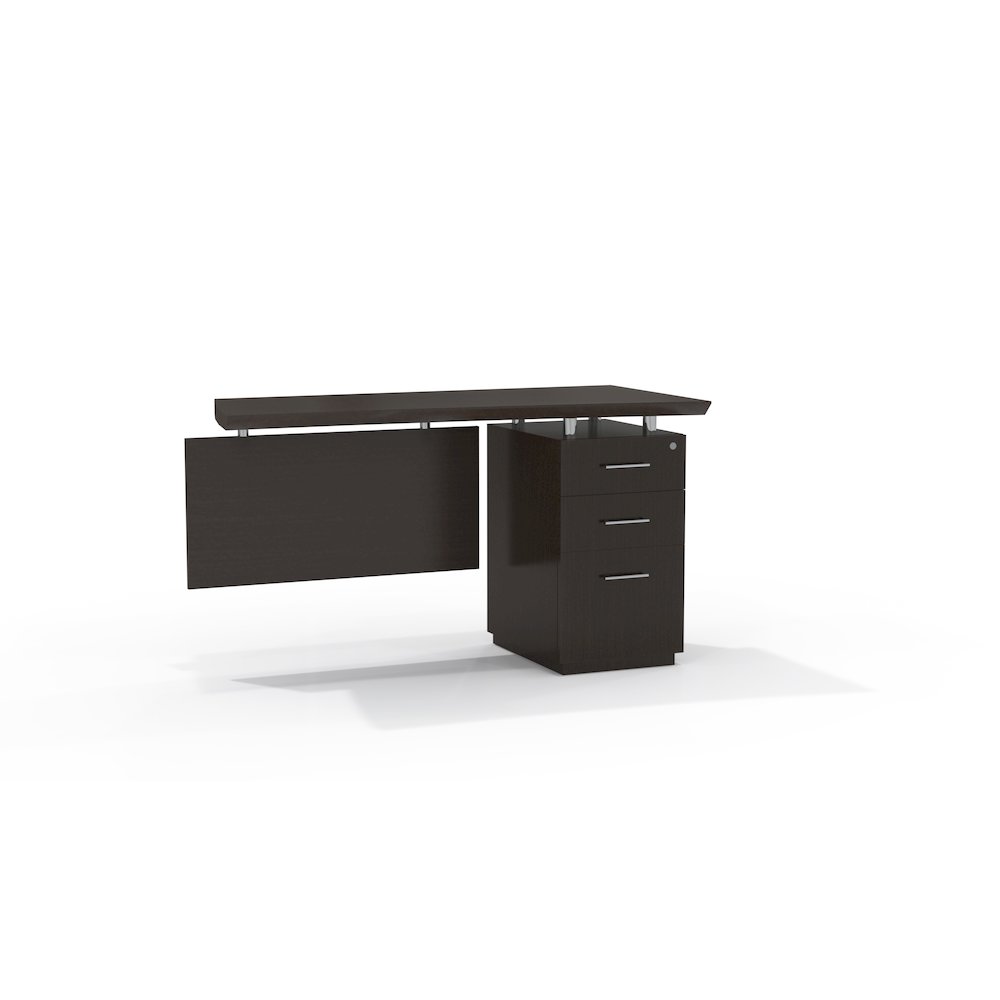 Single Pedestal Right Handed Desk Return with 1 Box/Box/File Pedestal, Textured Mocha. Picture 1