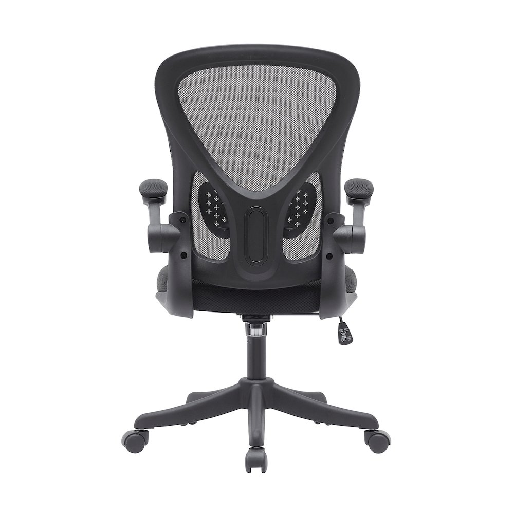 Techni Mobili Black Mesh Office Chair with Lumbar Support and Flip-Up Arms. Picture 4