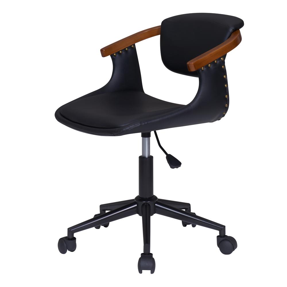 Darwin PU Bamboo Office Chair-Black/Walnut. Picture 1