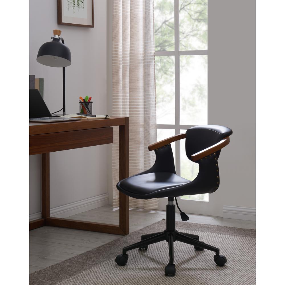 Darwin PU Bamboo Office Chair-Black/Walnut. Picture 9