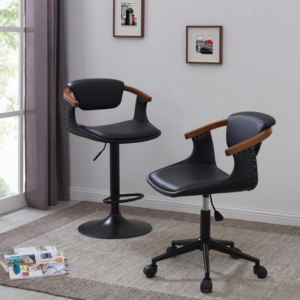 Darwin PU Bamboo Office Chair-Black/Walnut. Picture 10