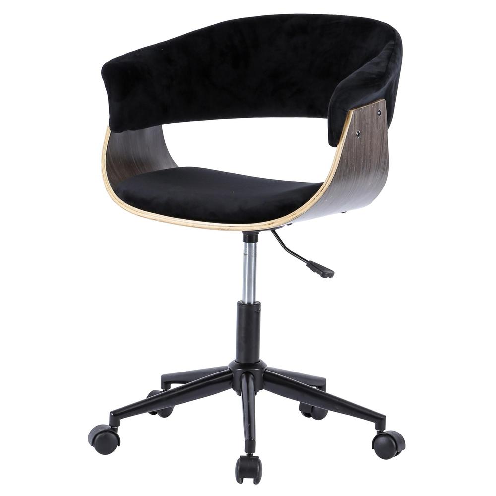 Maggie Velvet Fabric Office Chair, Velvet Black/Washed Black. The main picture.