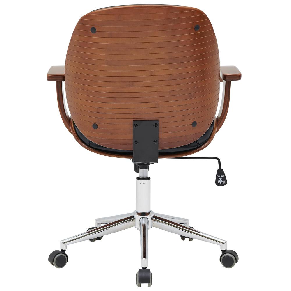 Samuel PU Bamboo Office Chair w/ Armrest, Black/Walnut. Picture 4