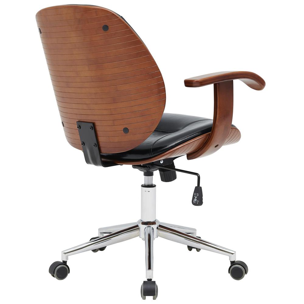 Samuel PU Bamboo Office Chair w/ Armrest, Black/Walnut. Picture 5
