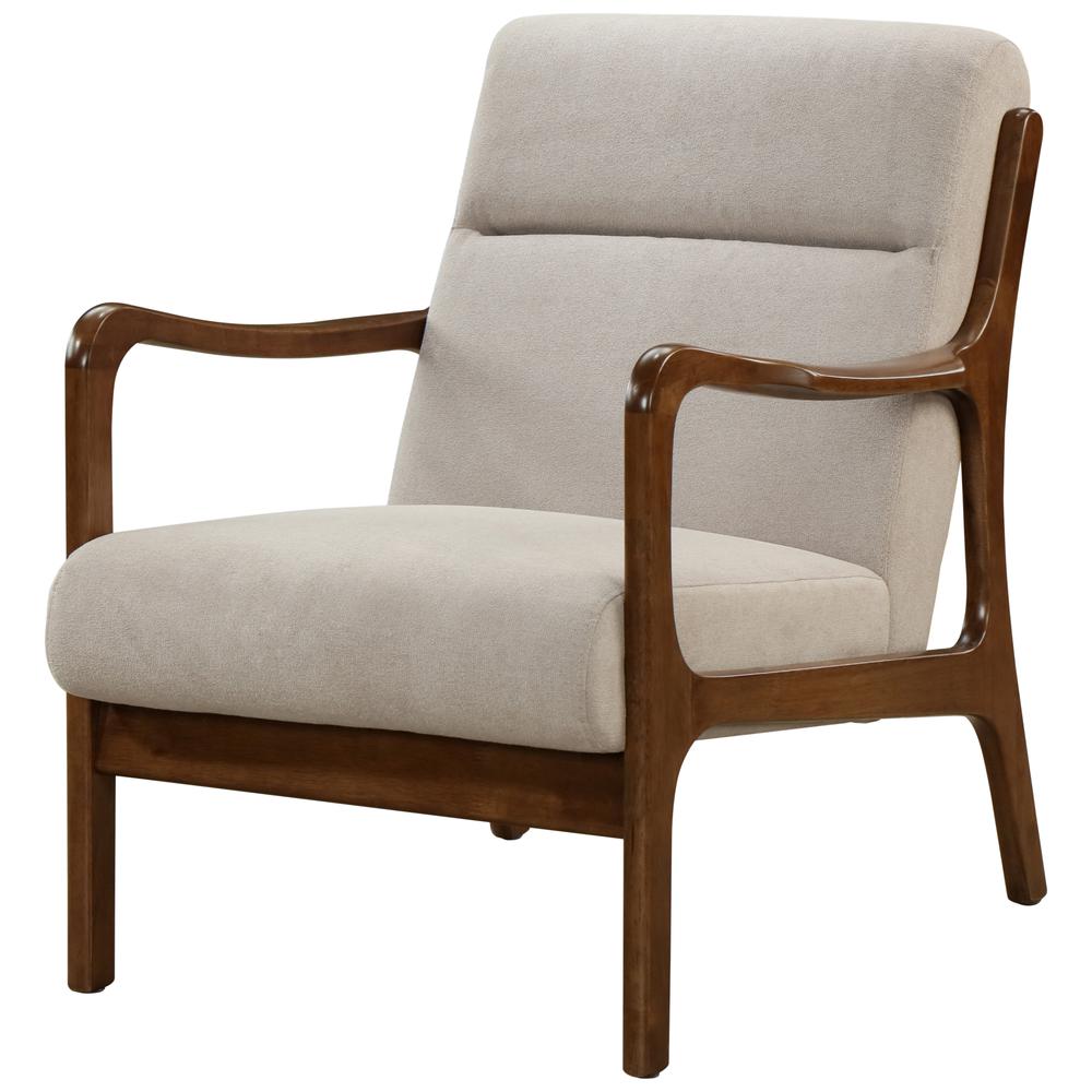 Arm Chair; constructed of Fabric, MDF, Tropical Wood and solid Rubber Wood. Leg color: Dark Walnut.. Picture 1