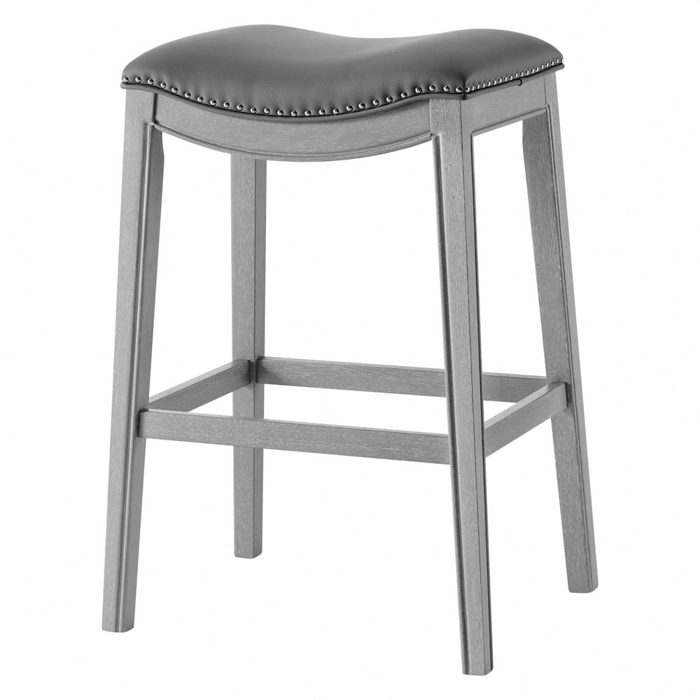 PU Leather Bar Stool. Ash Gray leg color.. Picture 1
