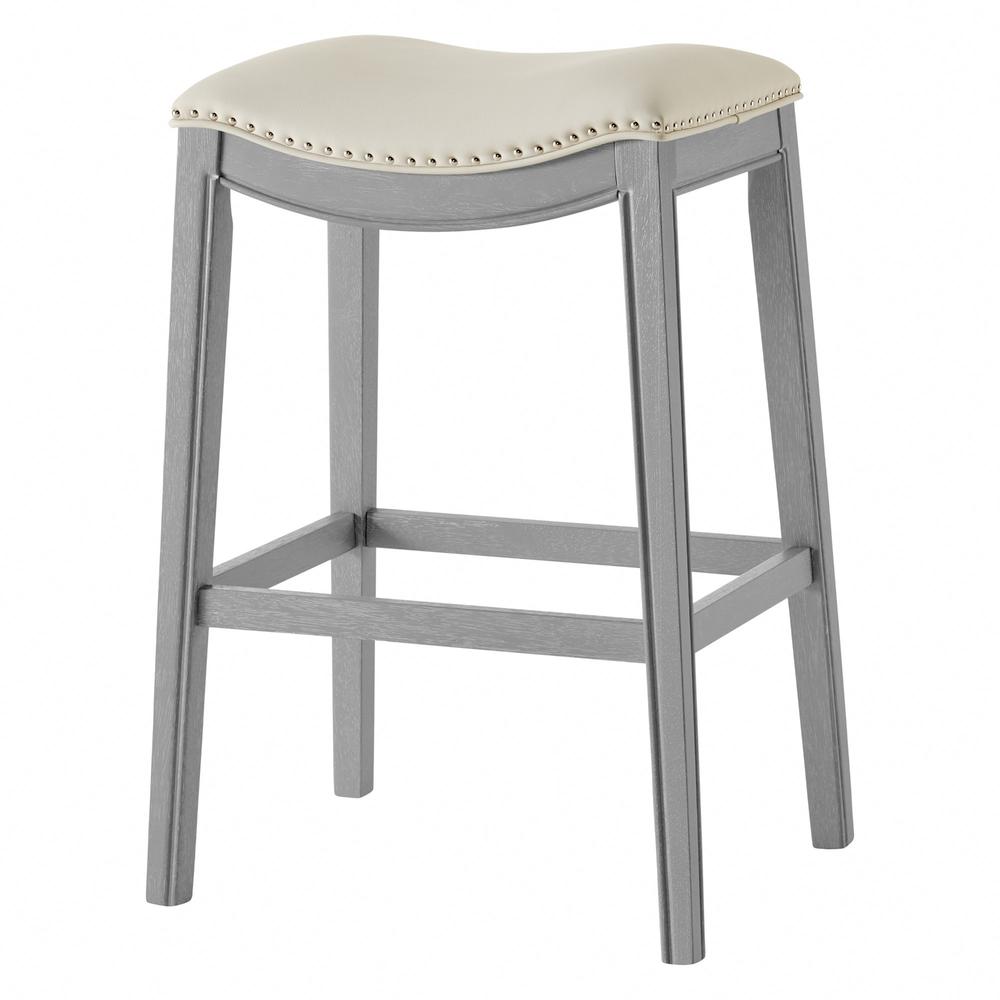 PU Leather Bar Stool; Beige. Picture 1