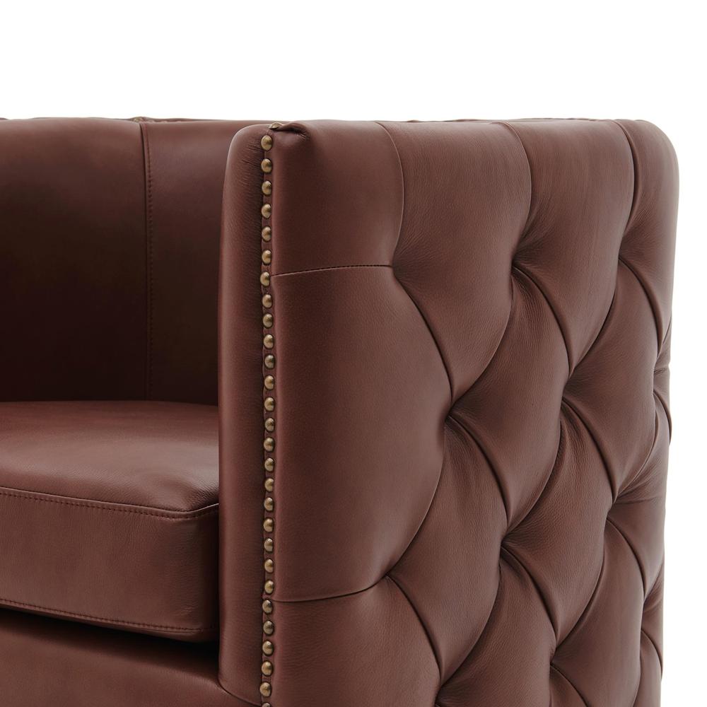Leslie Top Grain Leather Swivel Tufted Chair. Picture 6