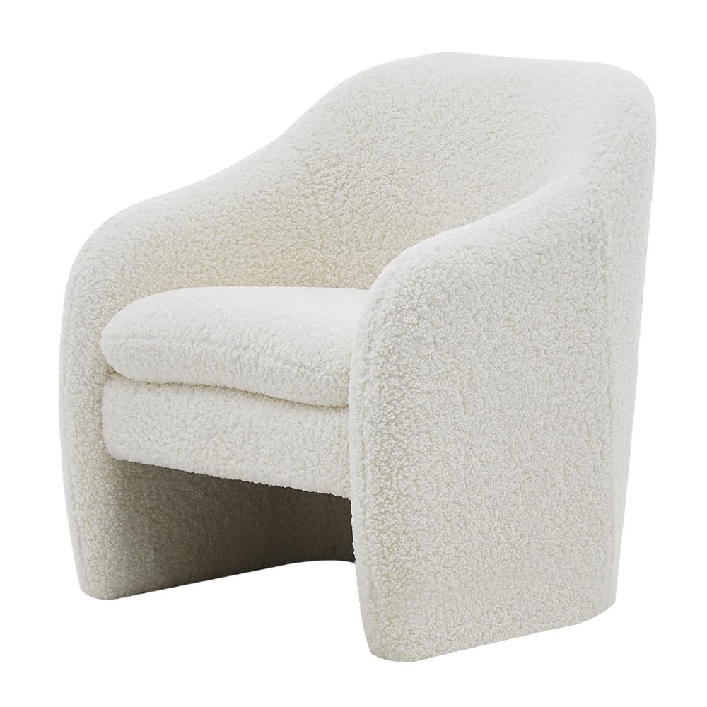 Zella Faux Shearling Fabric Accent Arm Chair. Picture 1