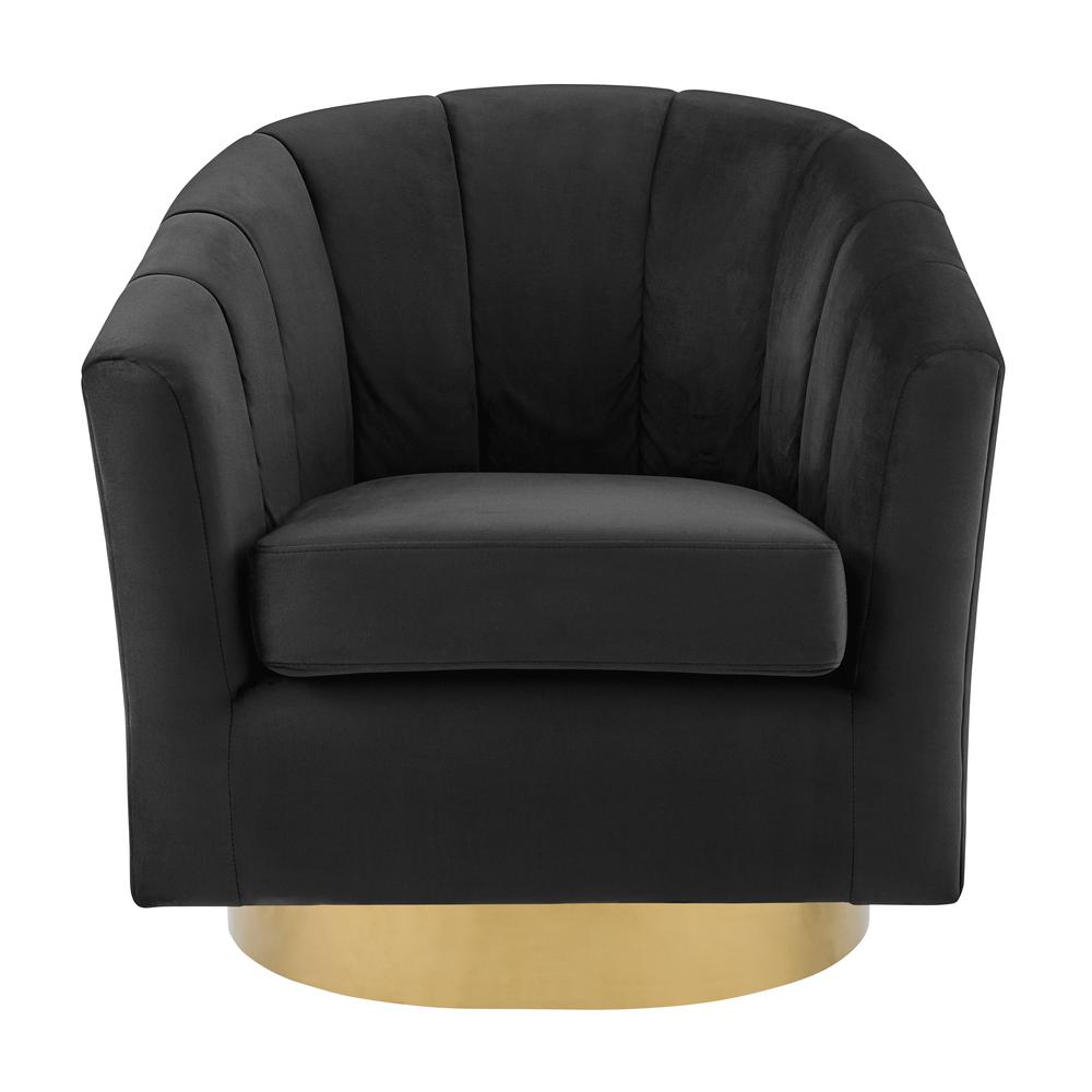 Natasha Velvet Fabric w/ Gold Base Swivel Accent Arm Chair. Picture 2