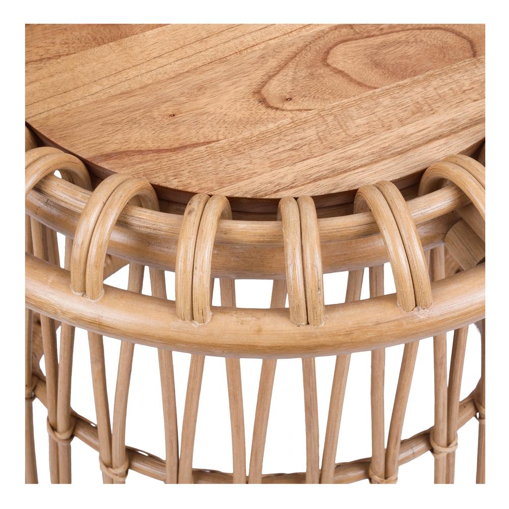Galia Rattan Round Side/ End Table w/ Wood Top. Picture 3