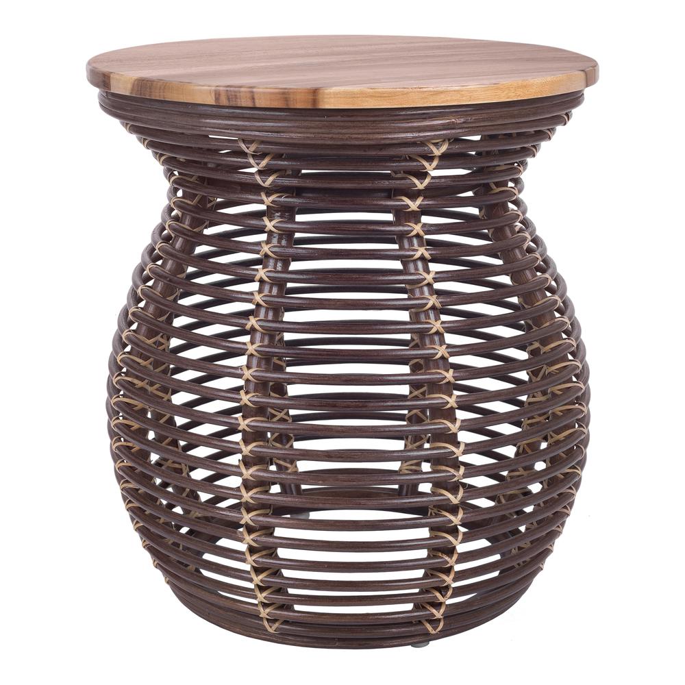 Quito Rattan Side/ End Table w/ Wood Top. Picture 1