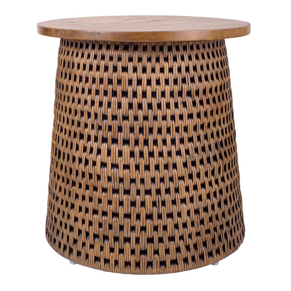 Kamari Rattan Side/End Table w/ Wood Top. Picture 1