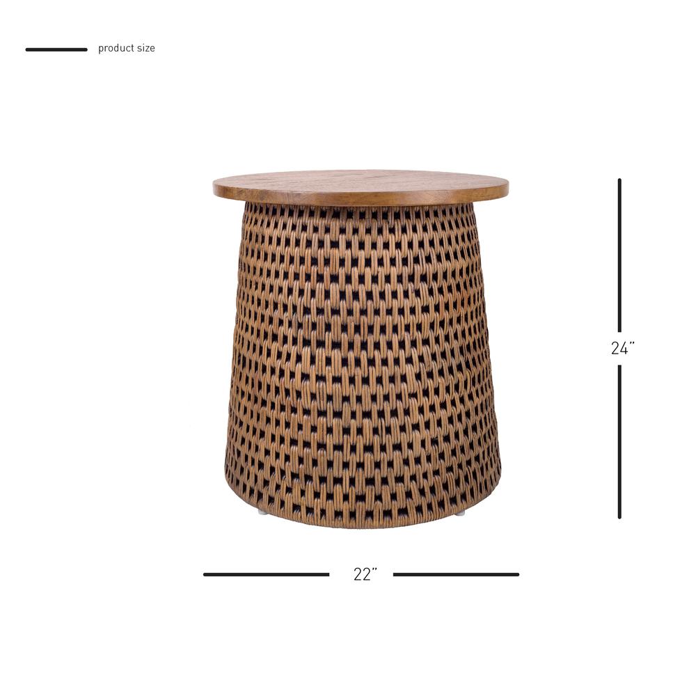 Kamari Rattan Side/End Table w/ Wood Top. Picture 5