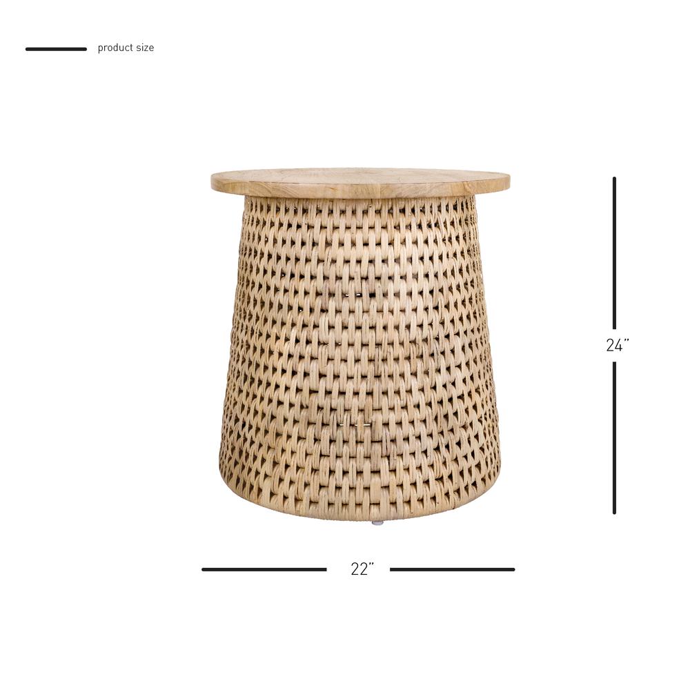 Kamari Rattan Side/End Table w/ Wood Top. Picture 6