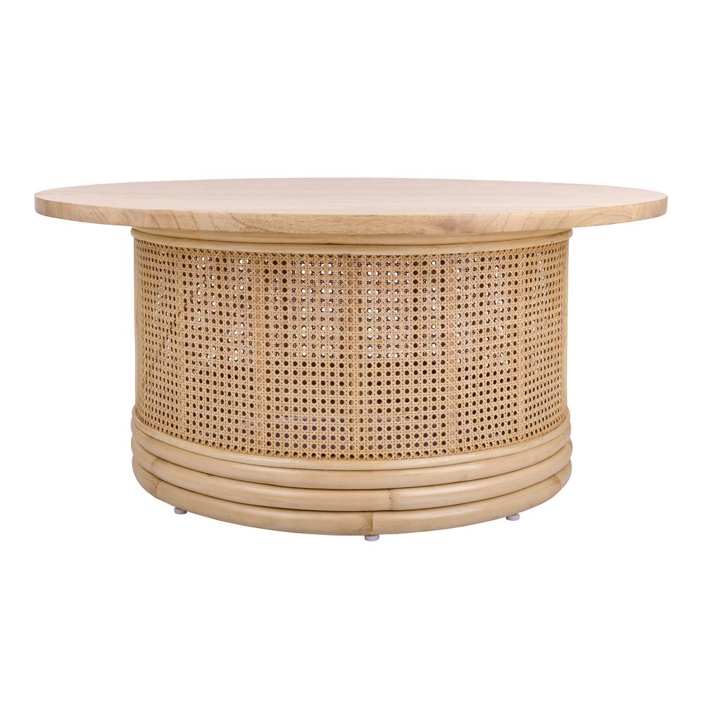 Brisa Rattan Coffee Table w/ Wood Top. Picture 1