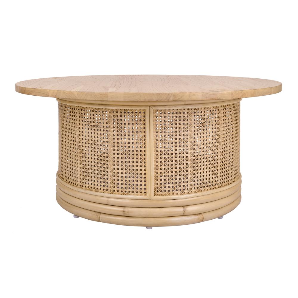 Brisa Rattan Coffee Table w/ Wood Top. Picture 2