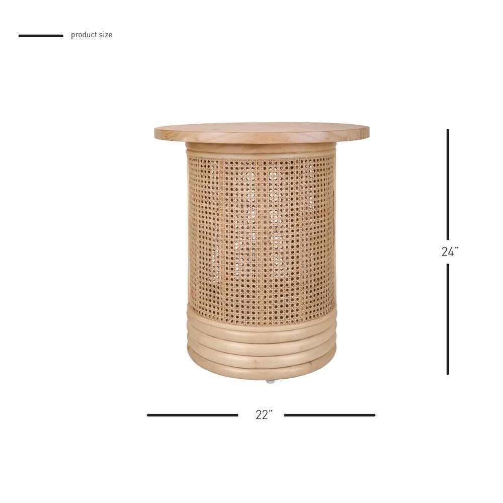Brisa Rattan Side/End Table w/ Wood Top. Picture 6