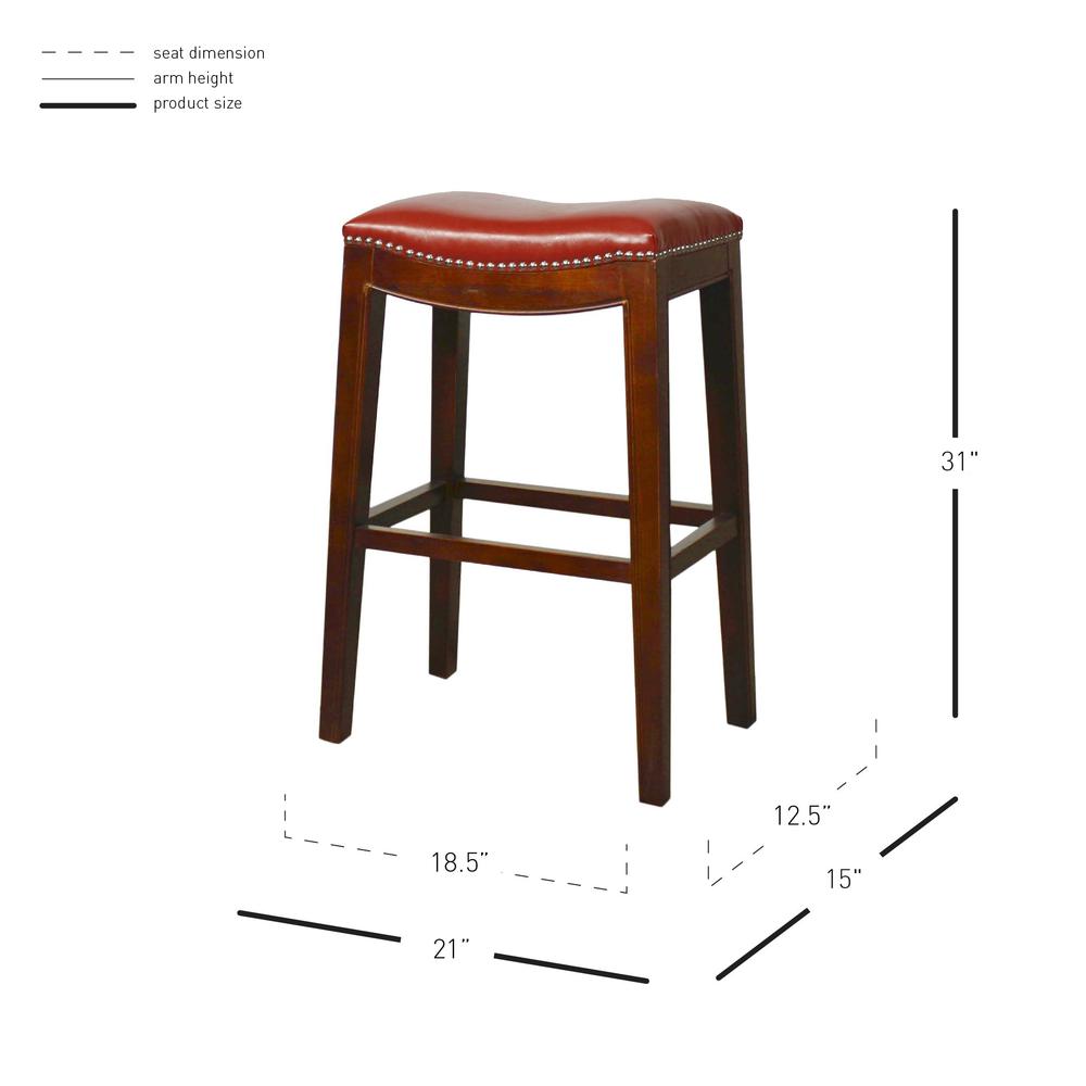 Elmo Bonded Leather Bar Stool - Red. Picture 3