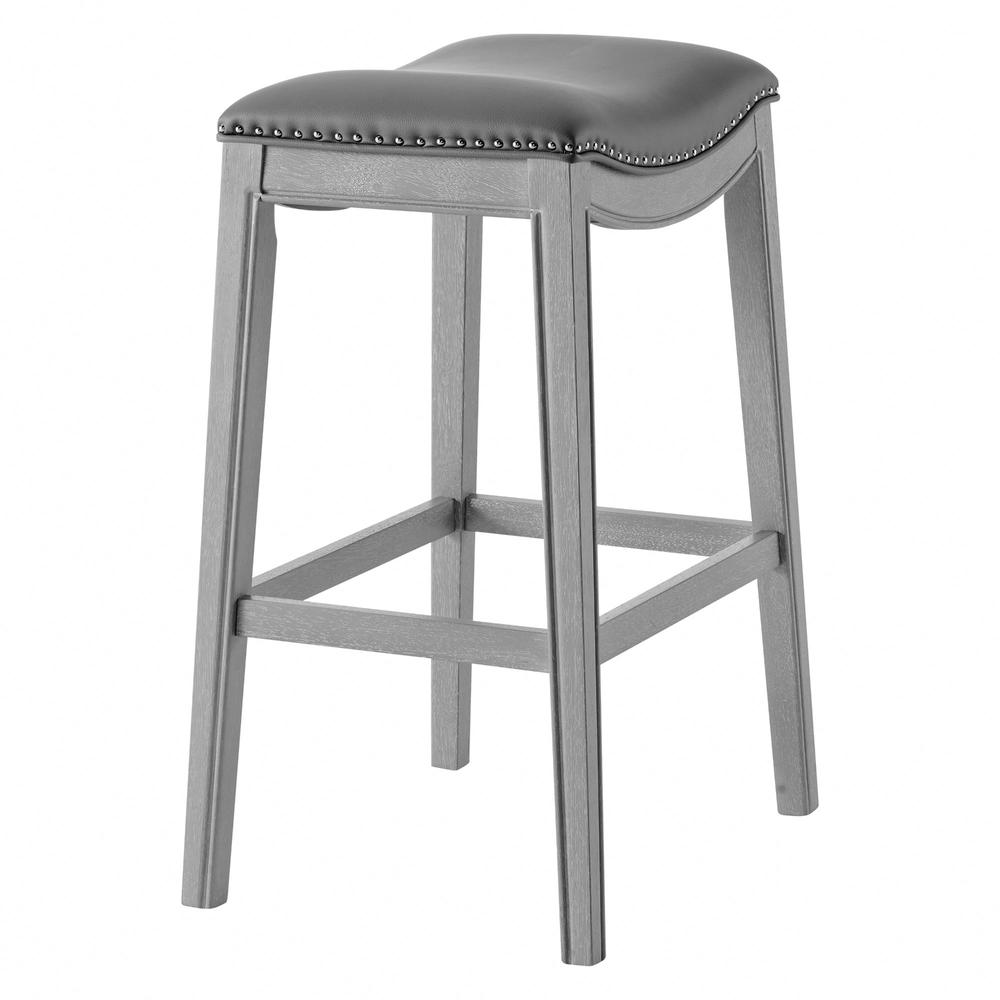 PU Leather Bar Stool. Ash Gray leg color.. Picture 4