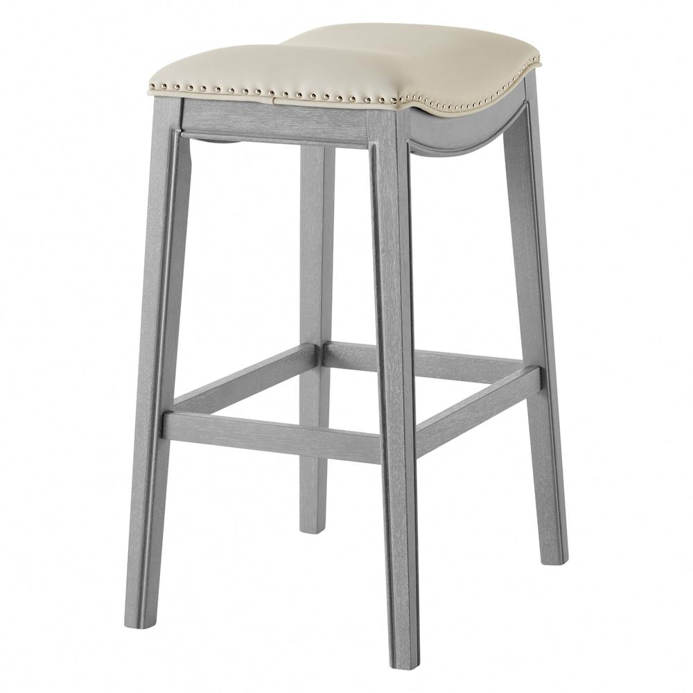 PU Leather Bar Stool; Beige. Picture 4