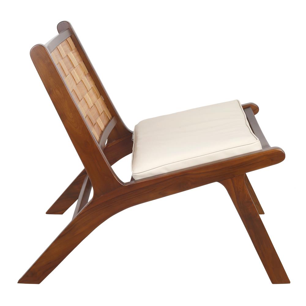 Loria Teak Accent Chair w/ PU Cushion. Picture 3