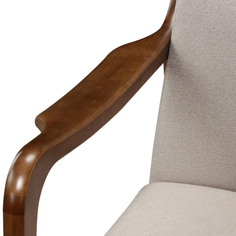 Arm Chair; constructed of Fabric, MDF, Tropical Wood and solid Rubber Wood. Leg color: Dark Walnut.. Picture 6