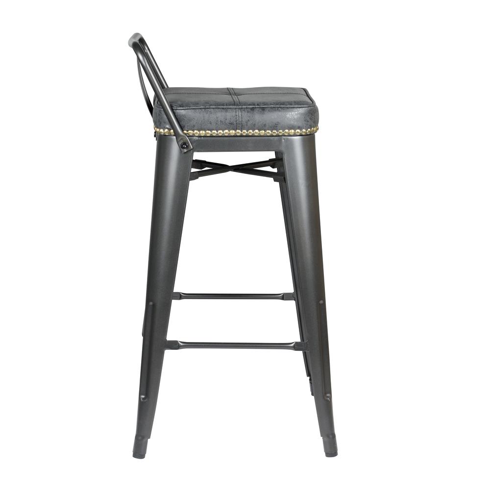 Metropolis PU Leather Low Back Counter Stool, (Set of 4), Vintage Black. Picture 3