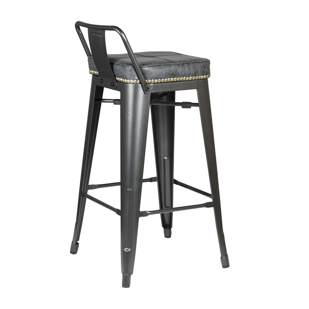 Metropolis PU Leather Low Back Counter Stool, (Set of 4), Vintage Black. Picture 4